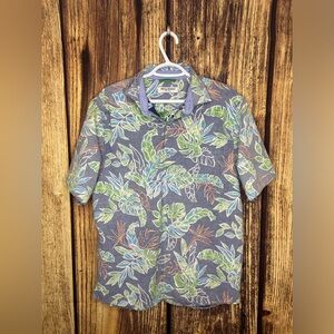 Tommy Bahama Nova Wave Blue Tide Fronds Button Up Hawaiian/Floral Shirt